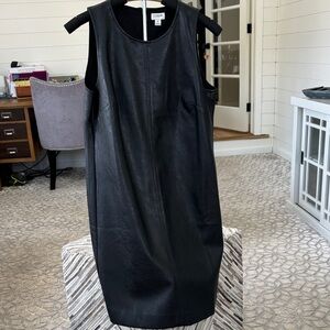 J. Crew Black Sleeveless Leather Dress